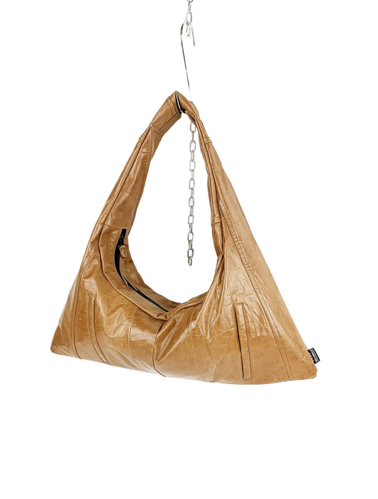 Cognac farbene Schultertasche aus vintage Leder, handgemachtes Upcycling-Unikat von Wallawalla Berlin