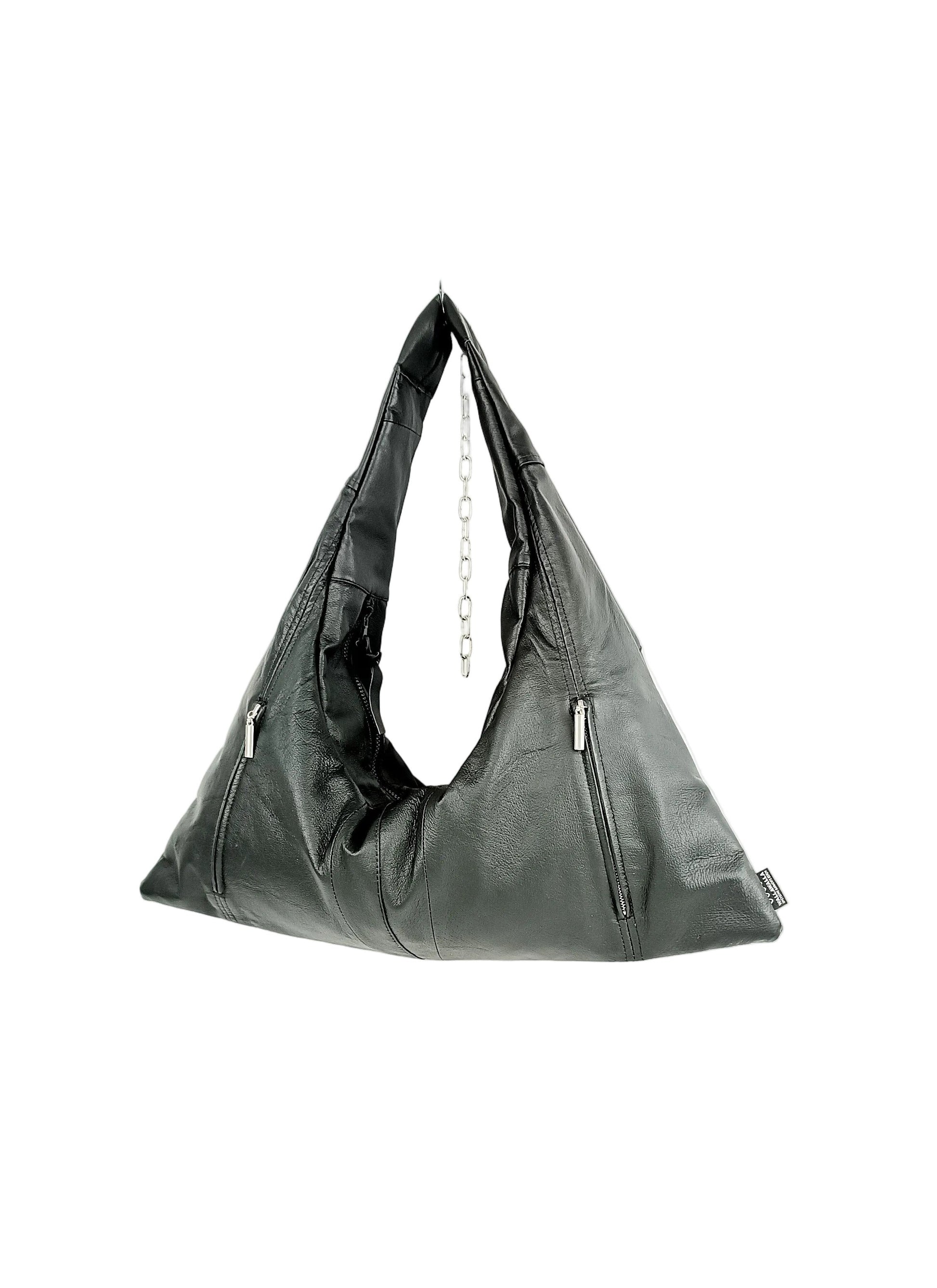 Schultertasche aus Vintage Leder, handgemachtes Upcycling-Unikat von Wallawalla Berlin