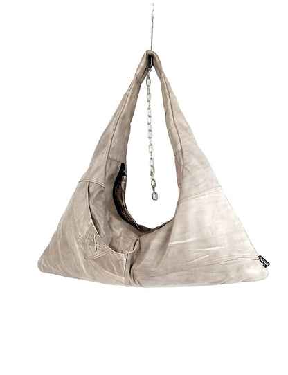 Hellbraune Schultertasche aus Leder, handgemachtes Upcycling-Unikat von Wallawalla Berlin