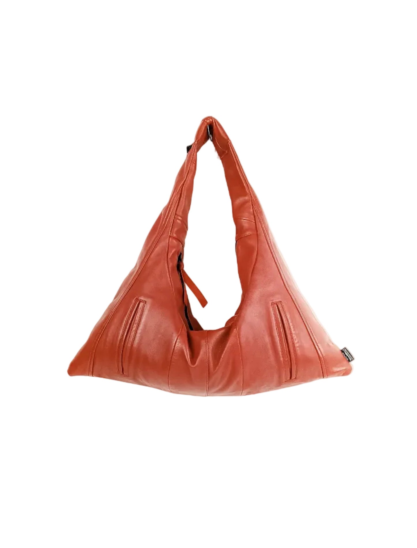 Roter Shopper aus Leder handgemachtes Upcycling-Unikat von Wallawalla Berlin
