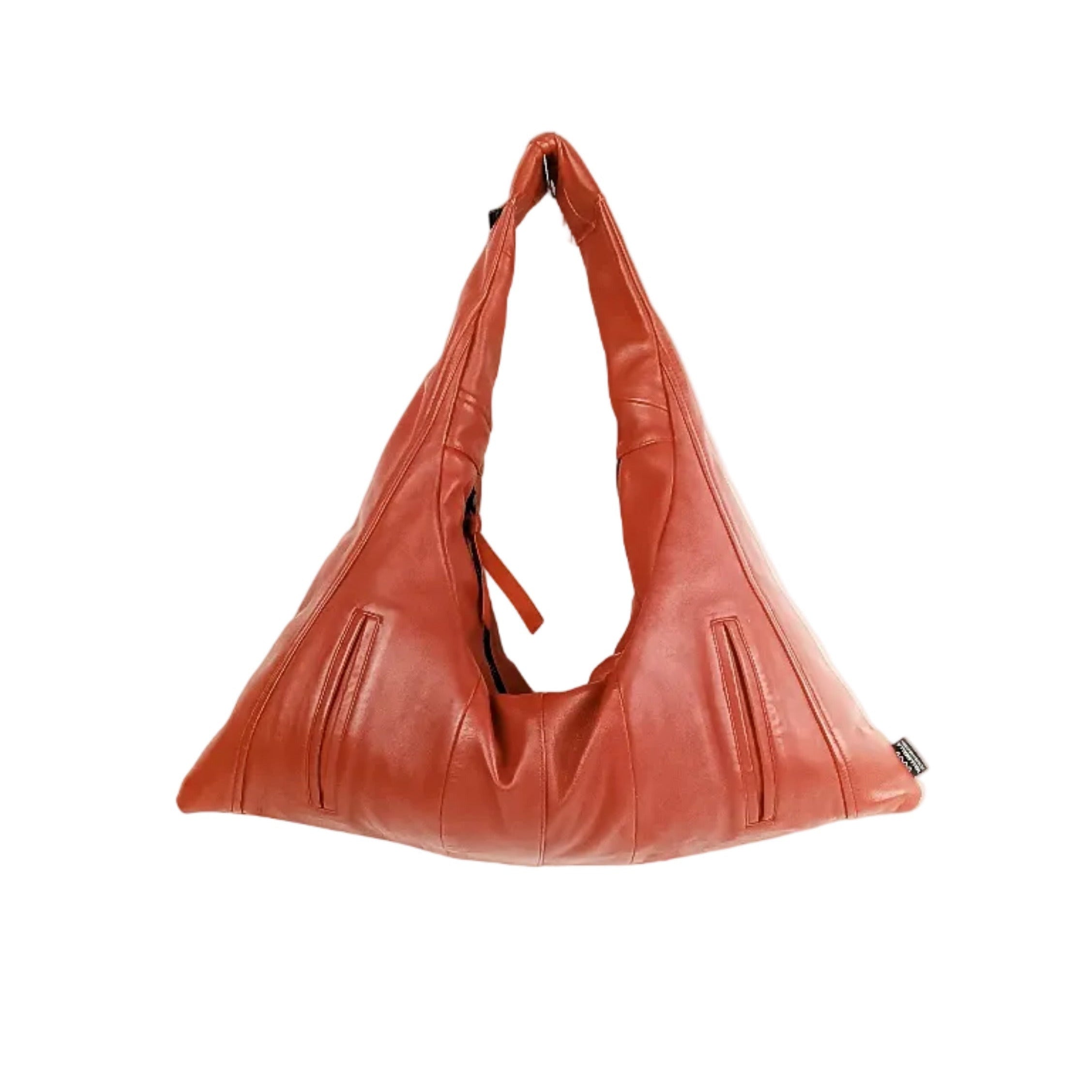 Roter Shopper aus Leder handgemachtes Upcycling-Unikat von Wallawalla Berlin
