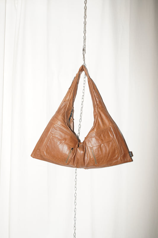 X Triangle Bag S | Cognacbraunes Leder