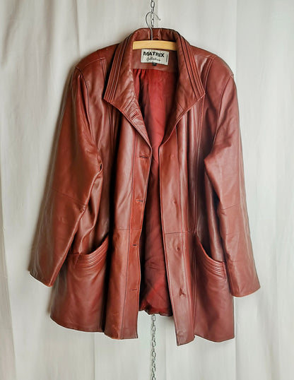Rot-braune Lederjacke als Ausgangsmaterial für eine Triangle Bag L Wunschtasche