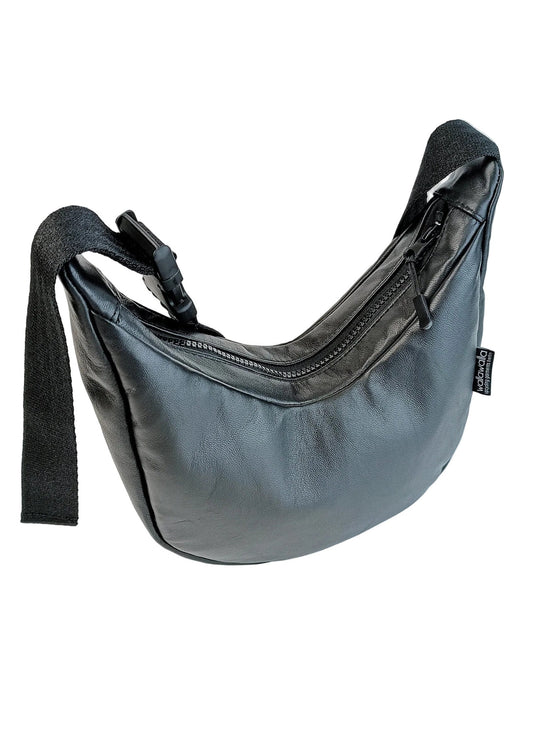 Auftragstasche schwarzes Premium Leder Crossbodybag